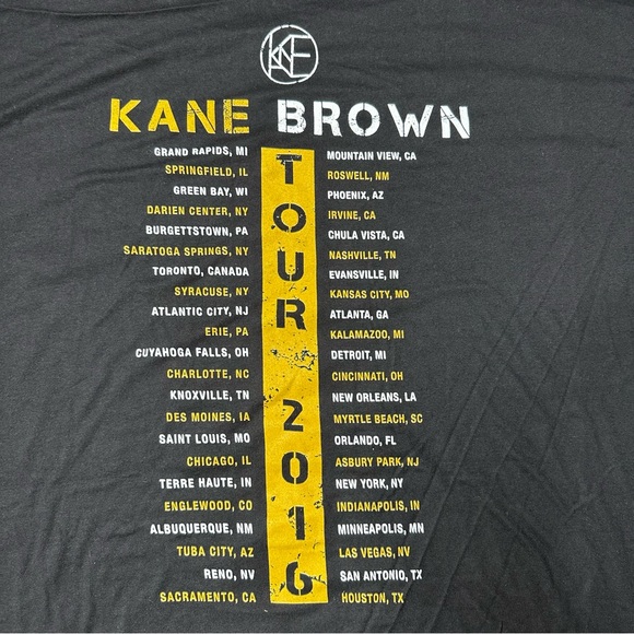 NWOT Kane Brown 2016 Tour Graphic {NLA} T-Shirt in Black Unisex Sz XXL - Picture 4 of 6
